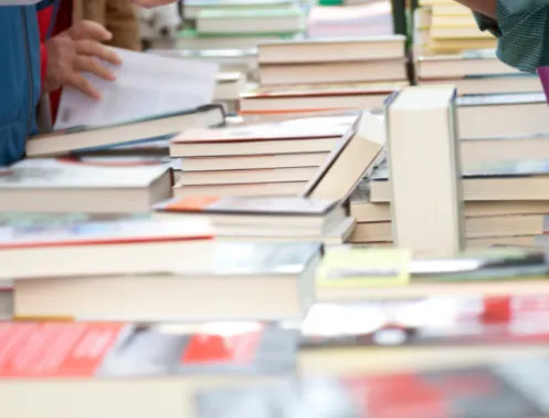 livres dans une braderie