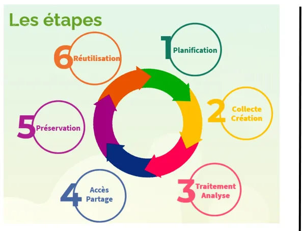 Cycle de vie de la donnée (source : doranum.fr)