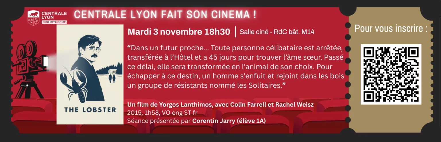 Séance "The Lobster" mardi 3 novembre