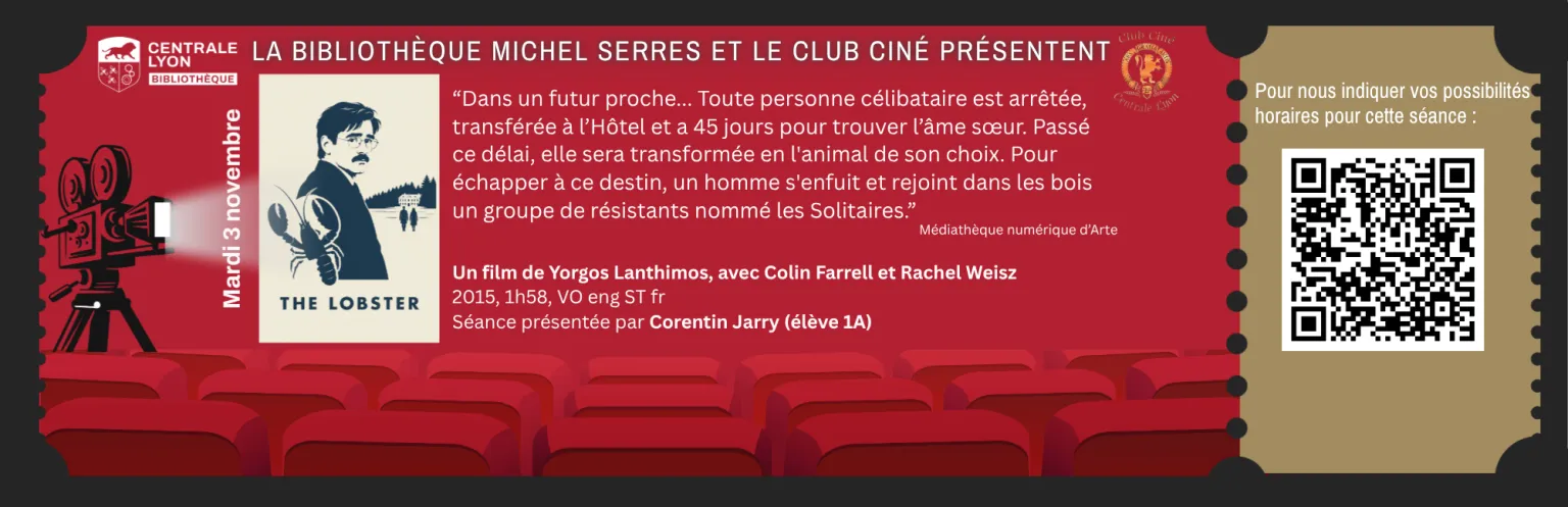 Séance "The Lobster" mardi 3 novembre